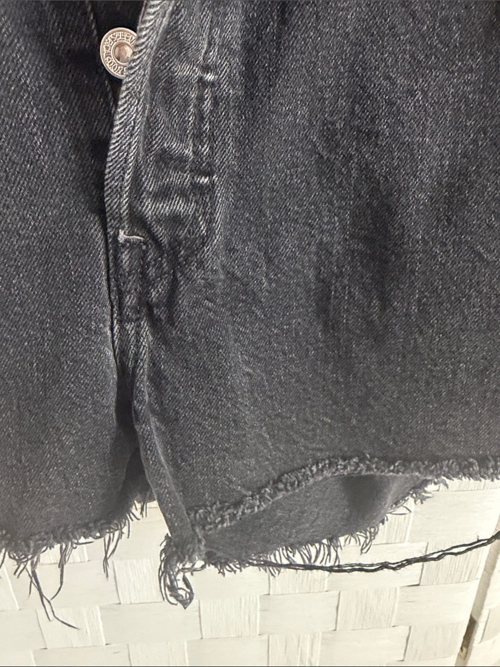 Levi's Black Distressed Denim Jean Shorts - Picture 6 of 7